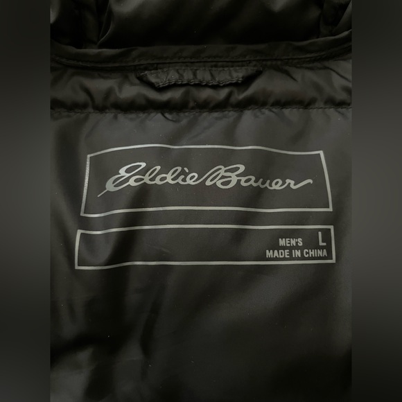 Eddie Bauer Puffer Jacket Coat Mens Size L Black Full Zip Down Filled EB650 - Picture 8 of 9